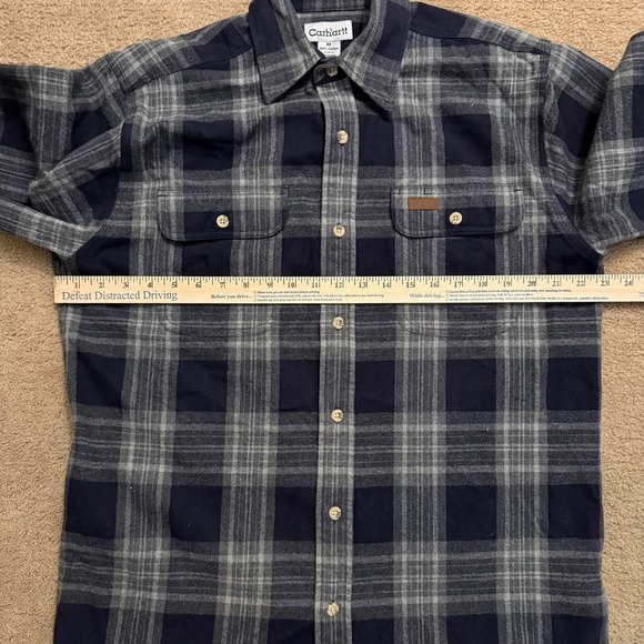 Carhartt Men's Heavyweight Flannel Shacket Blue Plaid Size Medium Gorpcore - Picture 6 of 8